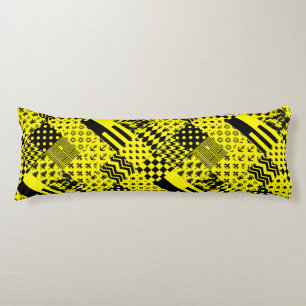 Yellow Black Mixed Patterns Patchwork Design Body Cushion