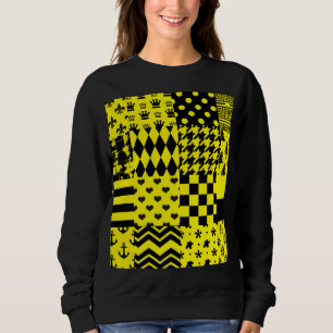 Yellow Black Mixed Patterns Patchwork Design  Sweatshirt
