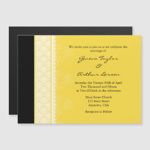 Yellow Black Modern Magnetic Wedding Invitation