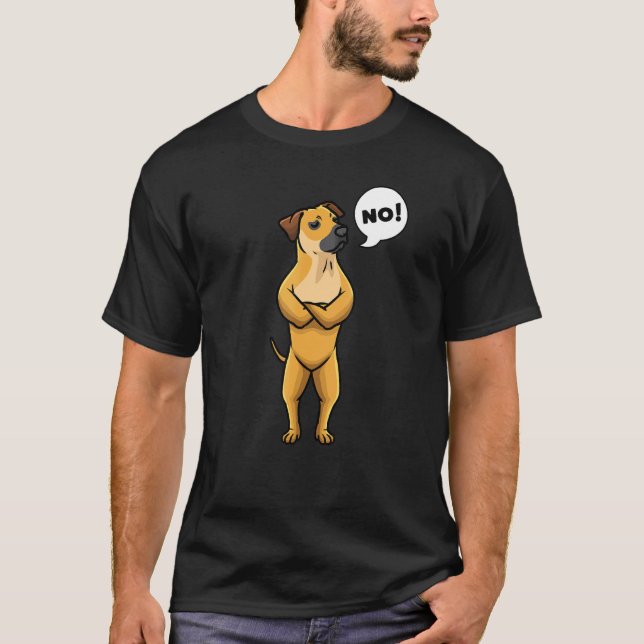 Yellow Black Mouth Cur Stubborn No Dog T-Shirt (Front)