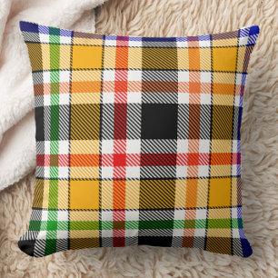 Yellow Black Multicolour Flannel Plaid Tartan Cushion