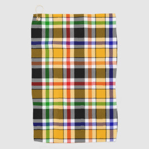 Yellow Black Multicolour Flannel Plaid Tartan Golf Towel
