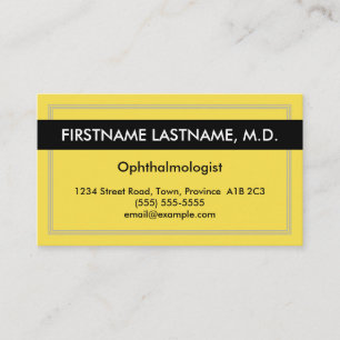 Yellow, Black, Ophthalmologist Business Card