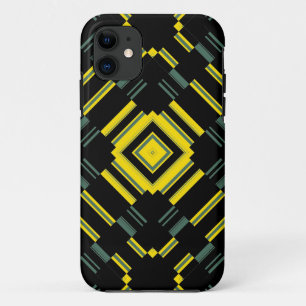 Yellow Black Pattern Retro Art Design 2 iPhone 11 Case