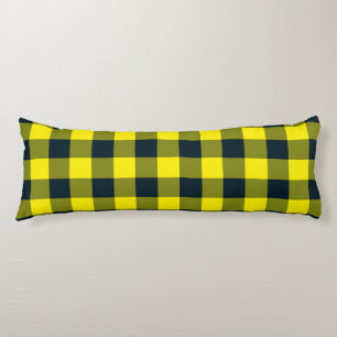 Yellow Black Plaid Chequered Pattern Body Cushion