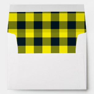 Yellow Black Plaid Chequered Pattern Envelope