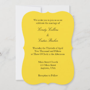 Yellow Black Plain Simple Wedding Invitation