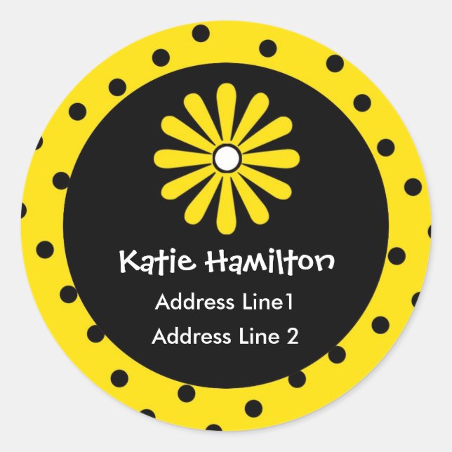 Yellow & Black Polka Dot Address Labels (Front)