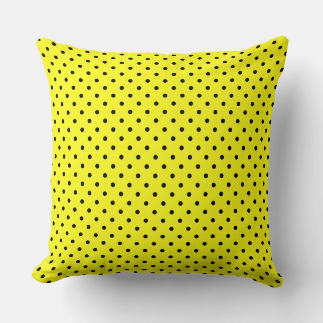 Yellow black polka dot cushion (Front)