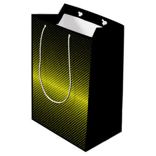 Yellow Black Polka Dot Halftone Background Medium Gift Bag