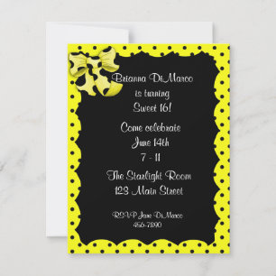 Yellow Black Polka Dot Invitation