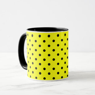 Yellow black polka dot mug