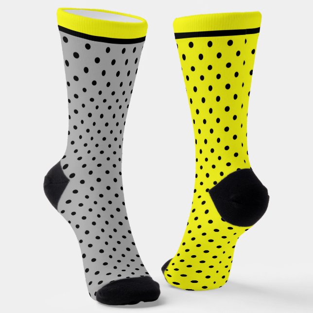 Yellow black polka dot socks (Angled)