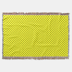 Yellow black polka dot throw blanket