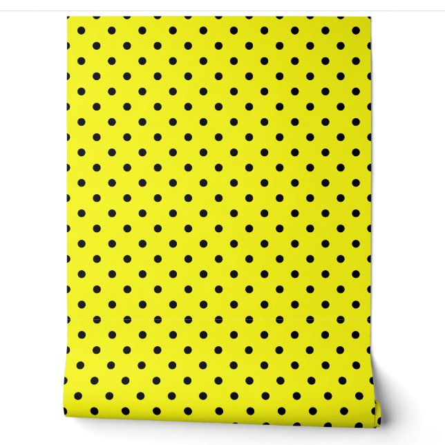 Yellow black polka dot wallpaper (Unrolling)