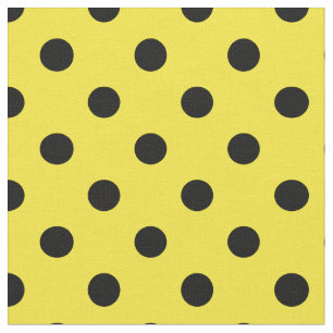 Yellow Black Polka Dots Textile Fabric