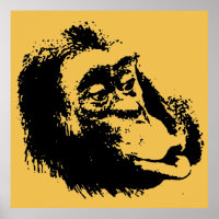Yellow Black Pop Art Funny Chimpanzee