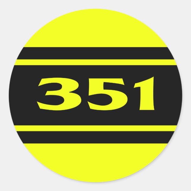 Yellow Black Race Stripes 351 Motor Sticker (Front)