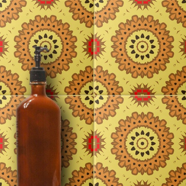 Yellow Black Red Ethnic Talavera Pattern Tile (Creator Uploaded)