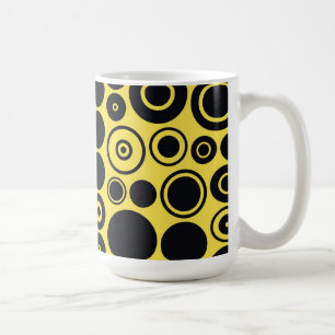 Yellow, Black Retro Circles Mug