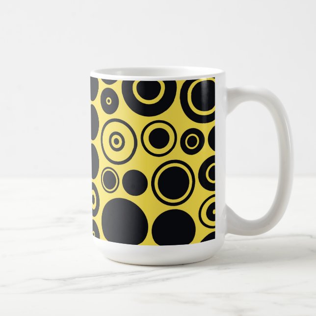 Yellow, Black Retro Circles Mug (Right)