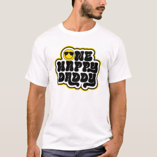 Yellow Black Retro One Happy Daddy T-Shirt