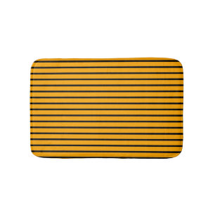 Yellow Black Retro Stripe Pattern Bath Mat