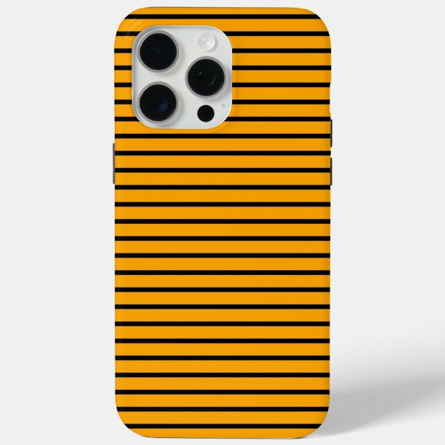 Yellow Black Retro Stripe Pattern Case-Mate iPhone Case (Back)