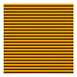 Yellow Black Retro Stripe Pattern Poster