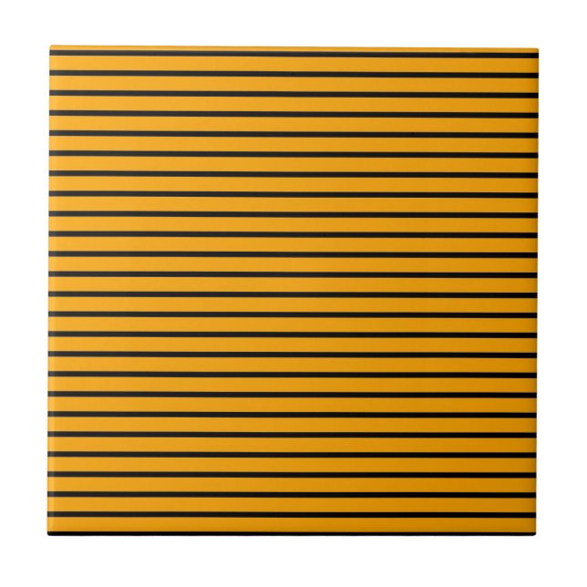 Yellow Black Retro Stripe Pattern Tile (Front)