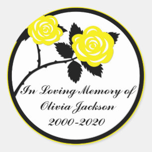 Yellow black roses customisable sympathy stickers