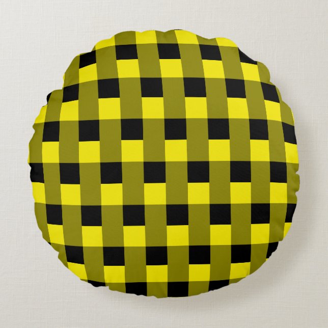 Yellow Black Round Pillow (Front)