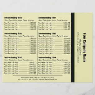 Yellow Black Simple Border Price List 6 Flyer