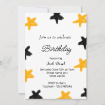 yellow black stars add birthday date name watercol