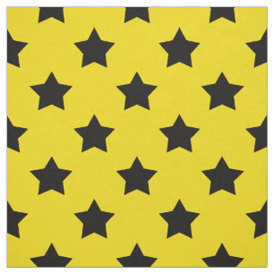 Yellow Black Stars Pattern Decorative Textile Fabric