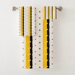 Yellow Black stripes Bath Towel Set