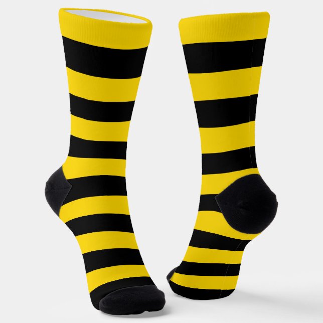 Yellow/Black Stripes Crew Socks (Angled)