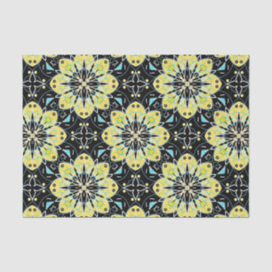 Yellow & Black Stylish Floral Geometric Pattern Tissue Paper