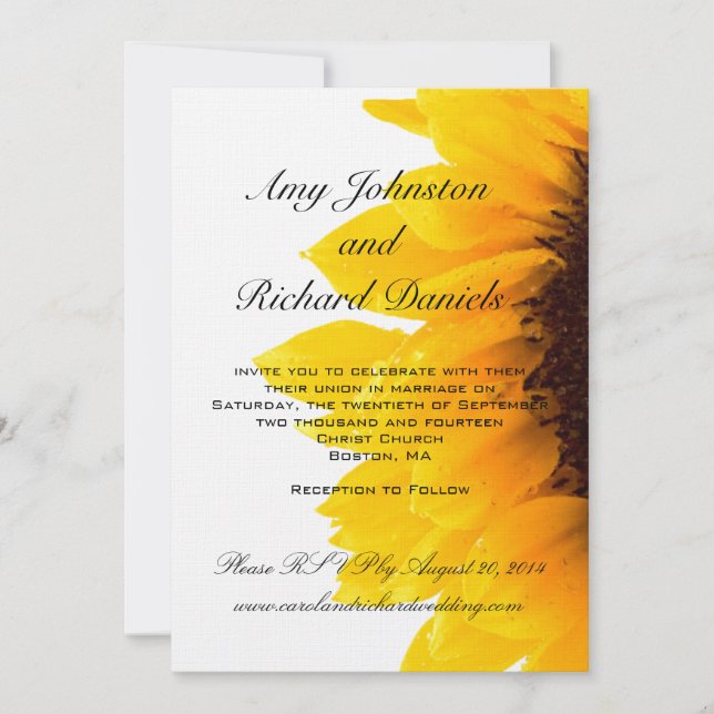 Yellow Black Sunflower Wedding Invitation (Front)