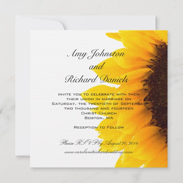 Yellow Black Sunflower Wedding Invitation (Front)