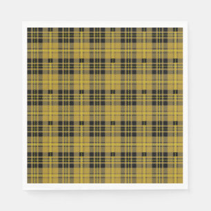 Yellow black tartan plaid lumberjack pattern napkin