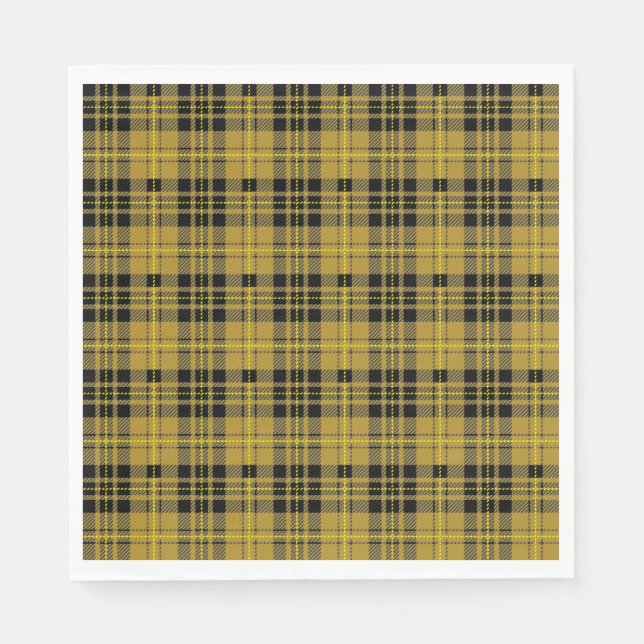 Yellow black tartan plaid lumberjack pattern napkin (Front)