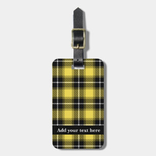 Yellow Black Tartan Plaid Personalised Luggage Tag