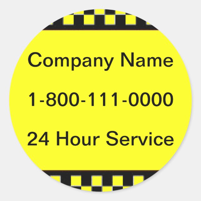 Yellow, Black, Taxi Company Sticker (Front)