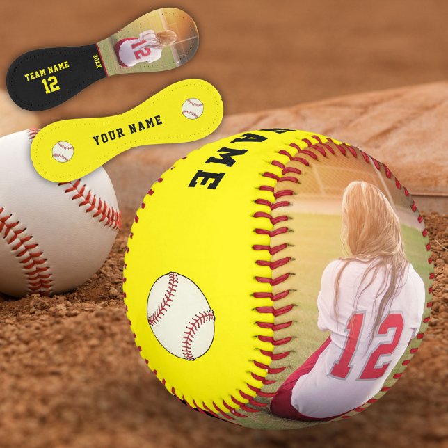 Yellow Black Team Name Player Number Photo Softball (Creator Uploaded)