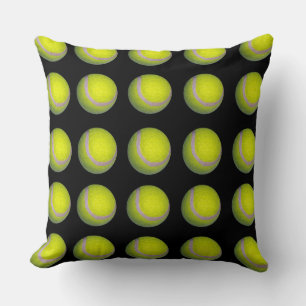 Yellow Black Tennis Ball Pattern, Cushion