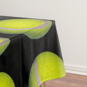 Yellow Black Tennis Ball Pattern, Tablecloth
