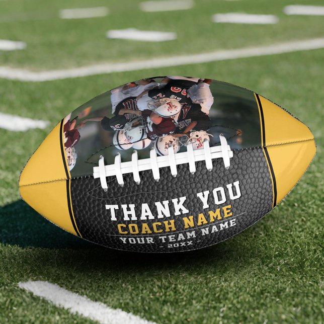 Yellow Black Thank you Coach Team Name Photo American Football (Creator Uploaded)