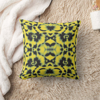 Yellow Black Tie Dye Cushion