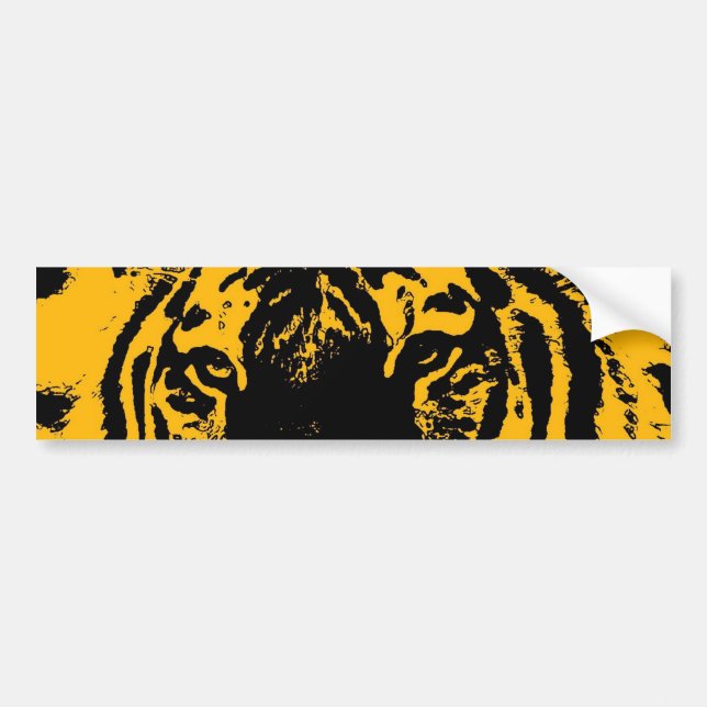 Yellow Black Tiger Eyes Pop Art Bumper Sticker (Front)